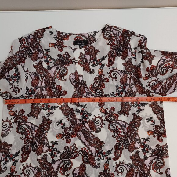 Women's Violet b. Sheer Hippie Boho Paisley Lightweight V-Neck Tunic Size Large - Picture 3 of 10